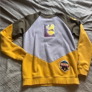 Fifth Loop Men’s L Mars Space Hoodie Crewneck Sweater - Yellow/Olive/Gray